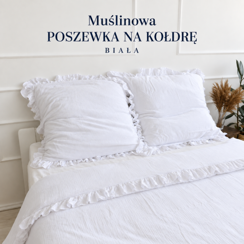 Biała muślinowa pościel w jasnym wnętrzu.png