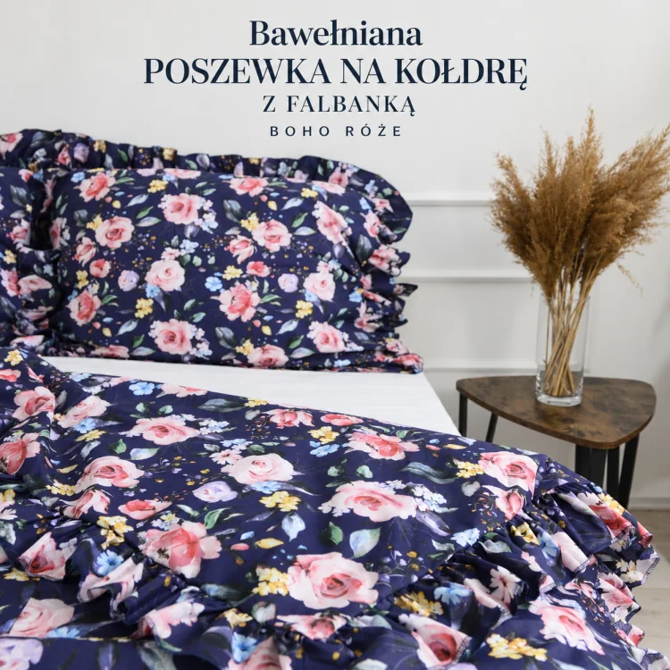 Granatowa poszewka z różami i falbanką.png